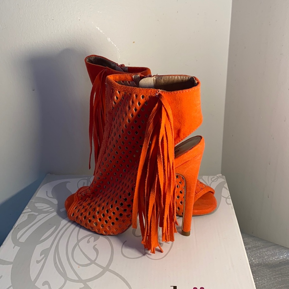 Coral high heel sandals